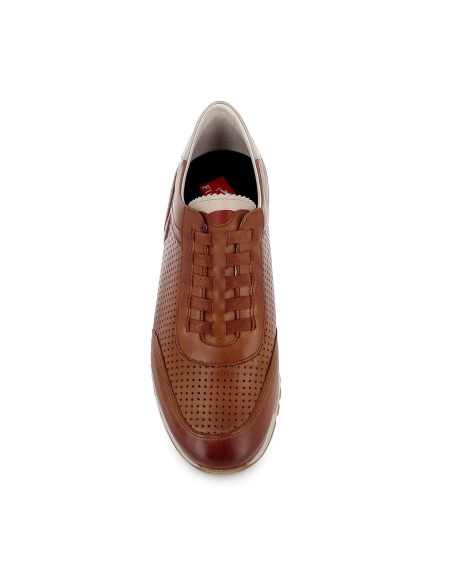 Zapato piel cuero calados cordón elastico hombre