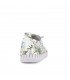 Zapato plano de piel calada con cordones y flores mujer blanco