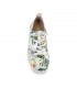 Zapato plano de piel calada con cordones y flores mujer blanco
