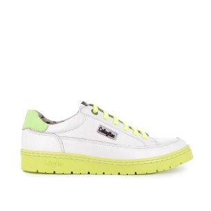 Deportivos piel contraste detalles amarillos hombre blanco