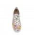 Zapato plano de piel calada con cordones y flores mujer morado