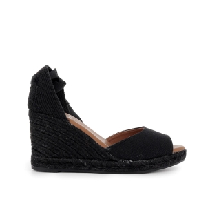 Alpargata de yute lino y cintas mujer negro Negro