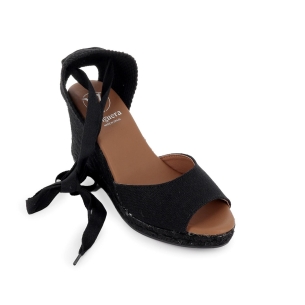 Alpargata de yute lino y cintas mujer negro Negro 2