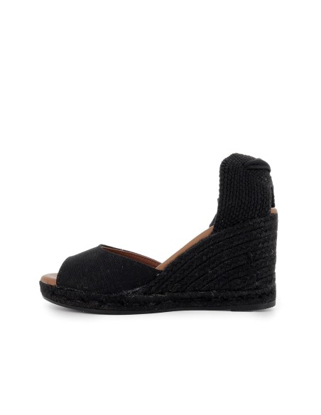 Alpargata de yute lino y cintas mujer negro Negro