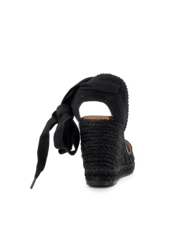 Alpargata de yute lino y cintas mujer negro Negro