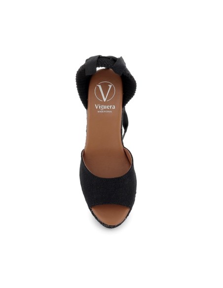 Alpargata de yute lino y cintas mujer negro Negro