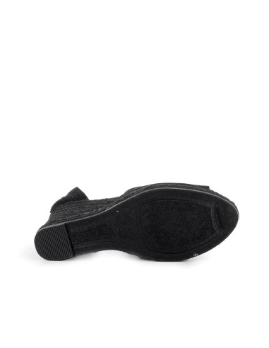 Alpargata de yute lino y cintas mujer negro Negro