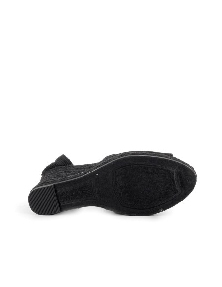 Alpargata de yute lino y cintas mujer negro Negro