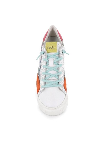 Deportivas casual cordones elásticos animal print glitter multicolor mujer  Blanco