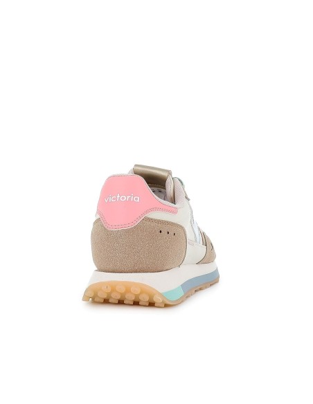 Sneakers detalles contraste serraje y nylon cordones mujer cuero