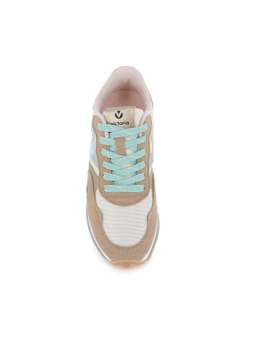 Sneakers detalles contraste serraje y nylon cordones mujer cuero