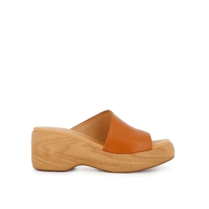 Sandalia de diario piel irregular plataforma mujer cuero