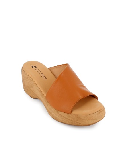 Sandalia de diario piel irregular plataforma mujer cuero