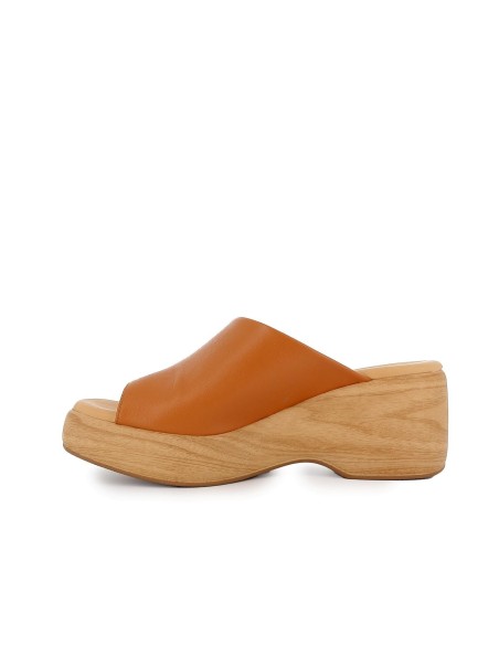 Sandalia de diario piel irregular plataforma mujer cuero