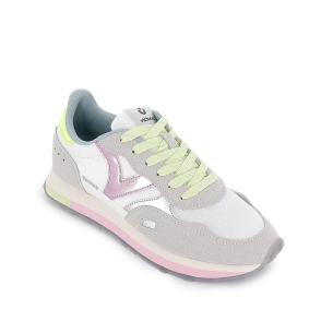 Sneakers detalles contraste serraje y nylon cordones mujer gris Gris 2