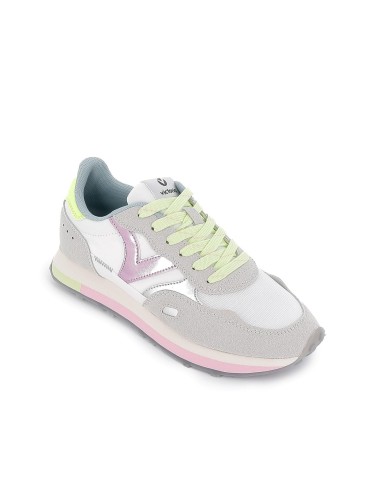 Sneakers detalles contraste serraje y nylon cordones mujer gris Gris