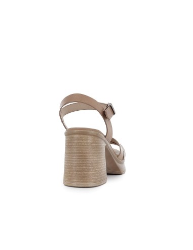 Sandalia de diario piel tiras cruzadas y hebilla mujer taupe Marrones