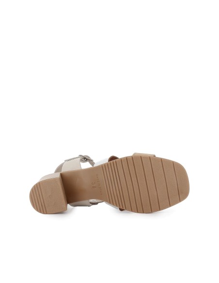 Sandalia de diario cangrejera piel tiras cruzadas mujer beige