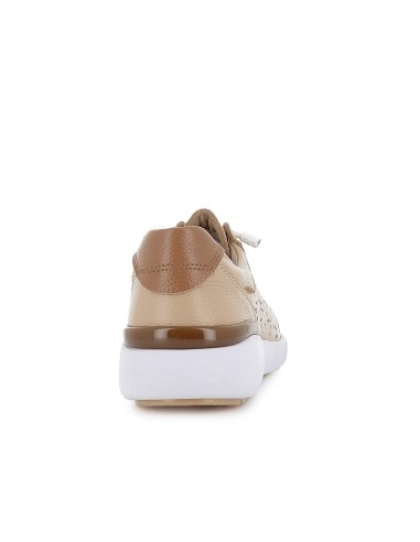 Deportivo piel calados cordones elásticos beige