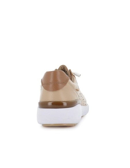 Deportivo piel calados cordones elásticos beige