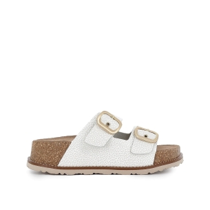 Sandalia de diario tipo zueco con plataforma piel mujer blanco Blanco