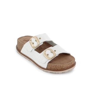 Sandalia de diario tipo zueco con plataforma piel mujer blanco Blanco 2