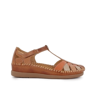 Sandalia de cuña semicerrada brandy mujer velcro Marrones