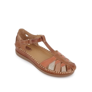 Sandalia de cuña semicerrada brandy mujer velcro Marrones 2