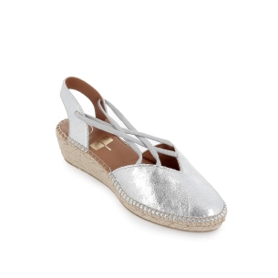 Alpargata de yute piel serraje y elasticos mujer plateado Plateados 2