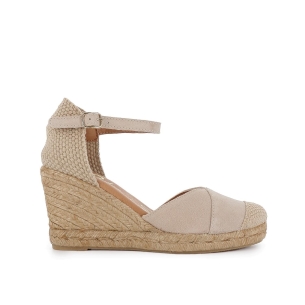 Zapato yute cuña y correa de mujer beige Beige