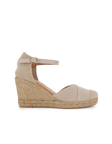 Zapato yute cuña y correa de mujer beige Beige