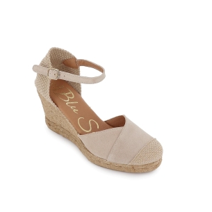Zapato yute cuña y correa de mujer beige Beige 2
