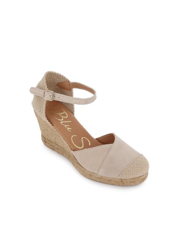 Zapato yute cuña y correa de mujer beige Beige