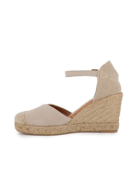 Zapato yute cuña y correa de mujer beige Beige