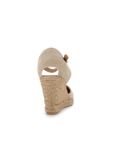 Zapato yute cuña y correa de mujer beige Beige