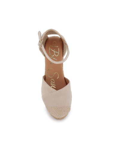 Zapato yute cuña y correa de mujer beige Beige