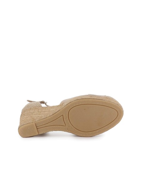 Zapato yute cuña y correa de mujer beige Beige