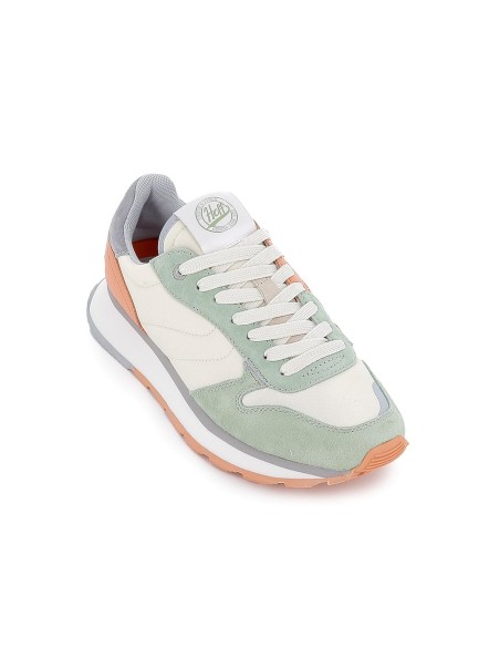 Deportiva urbana de piel verde contraste para mujer