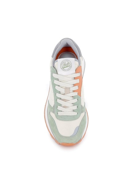 Deportiva urbana de piel verde contraste para mujer
