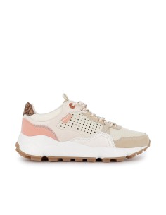 Zapatillas deportivas beige con calados y plataforma para mujer