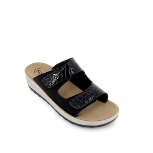 Sandalia de diario cuña textil velcro mujer negro 2