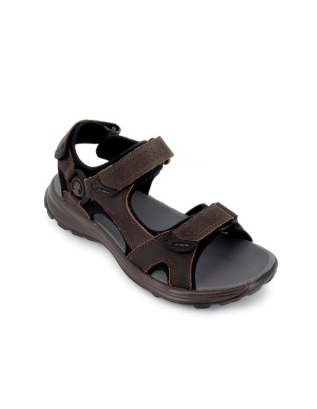 Sandalia californiana piel velcros hombre marron Marrones