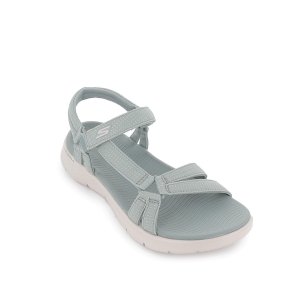 Sandalia abierta malla knit con tira ajustable mujer verde 2