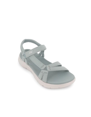 Sandalia abierta malla knit con tira ajustable mujer verde