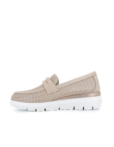 Mocasin de piel casual calada para mujer blanco