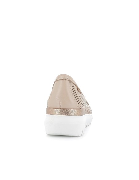 Mocasin de piel casual calada para mujer blanco