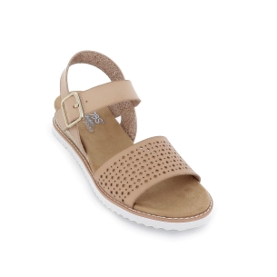 Sandalia abierta calados y ribete yute beige mujer 2