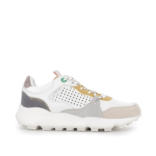 Zapatillas deportivas blancas con calados y plataforma para mujer Naranja