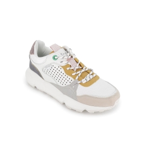 Zapatillas deportivas blancas con calados y plataforma para mujer Naranja 2