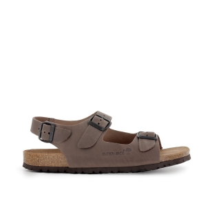 Sandalias hebilla con pala fina marrón hombre Marrones